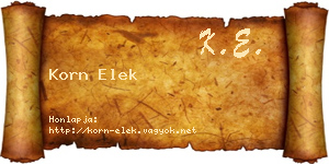 Korn Elek névjegykártya